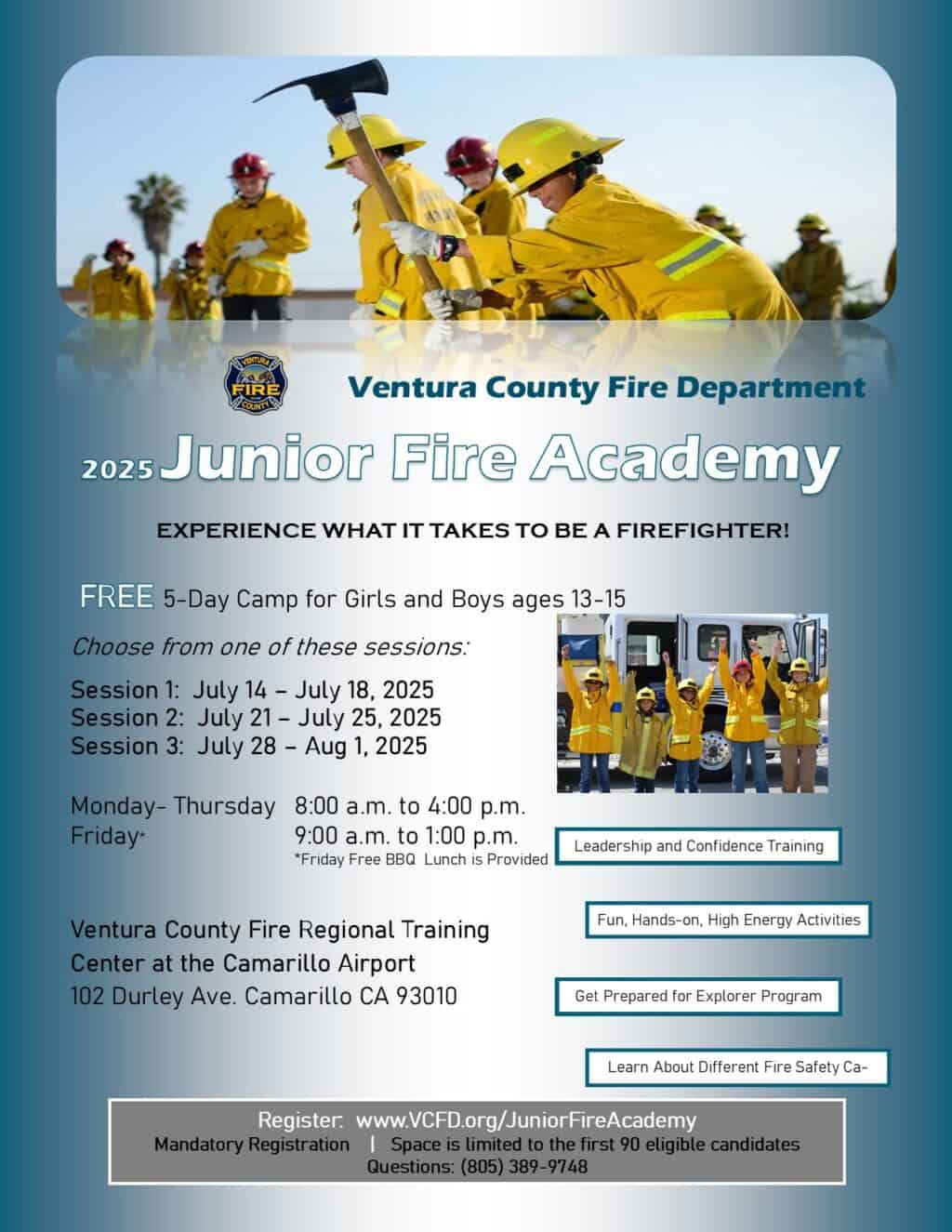 Junior Fire Academy flyer 2025