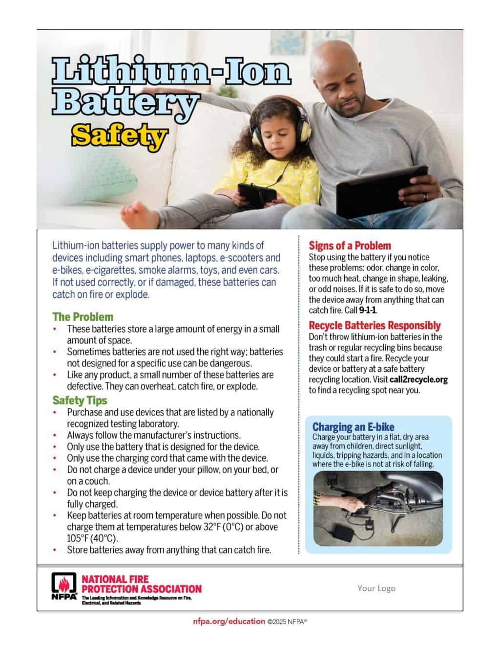 Lithium Ion Battery Safety flyer